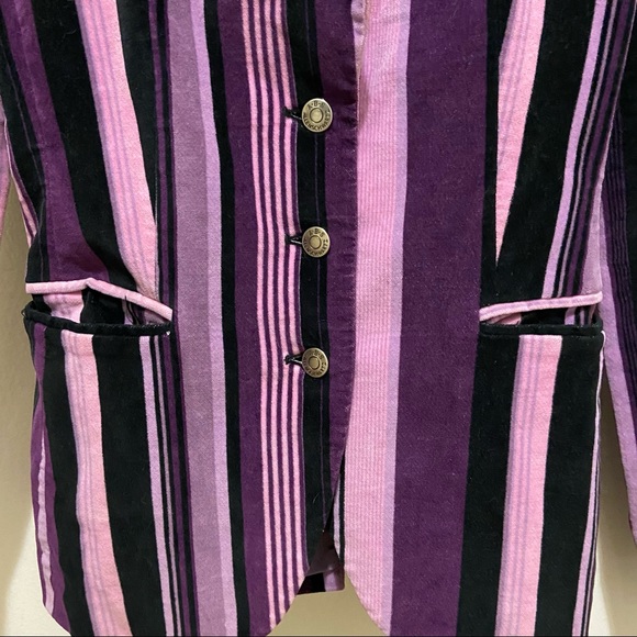 VINTAGE A.B.S Allen Schwartz Striped Velvet Blazer - Size XS - Picture 2 of 8
